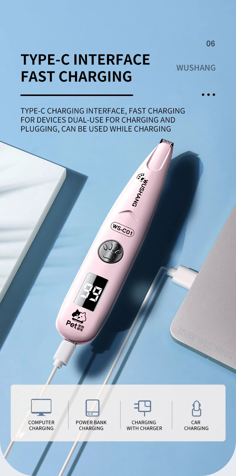 Waterproof Electric Trimmer with LED